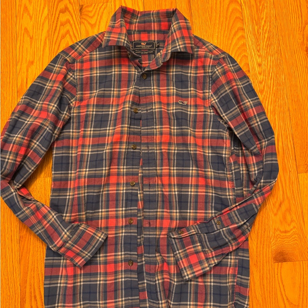 Vineyard Vines Red and Blue Plaid Women's Button Down Shirt